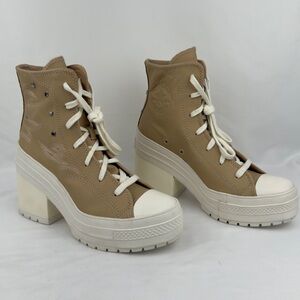 Converse Chuck 70 De Luxe Tan Leather Western Glam Platform Boots Sz 7.5